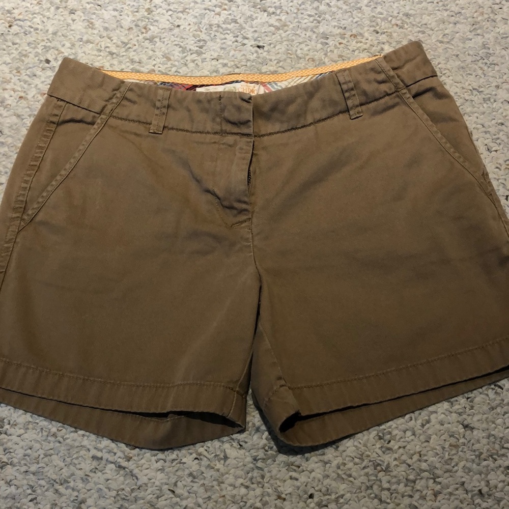 J Crew weathered chino shorts.
